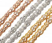 Pre-Cut 36" Crystal Rhinestone Rose Gold setting White Pearl Bridal Trim Marquise Teardrop Stones Beaded Edge Finished Ends GB742