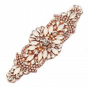 Opal and Crystal Rhinestone Applique Rose Gold Settings and Beads Small Pearls GB746