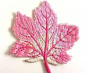 Embroidered Pink Leaf Applique Iron On Clothing Patch Craft Motif GB770