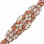 Applique Rose Gold Beaded Rose Gold and Opal Rhinestones 10.75" GB772