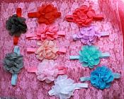 GB8 Sheer Layerd Flower Baby Headband Hairbow 10 Colors Available