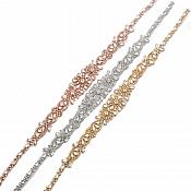 Rose Gold Bridal Sash Applique w/ Crystal Rhinestones 23" GB803