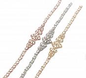 Rose Gold Bridal Sash Applique w/ Matching Beads Surrounding Crystal Rhinestones 18"  GB805