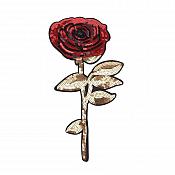 Rose Applique Red Sequins Embroidered Stem Iron On 12.5" GB816
