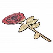 Rose Applique Red Sequins Embroidered Stem Iron On 12.5" GB816