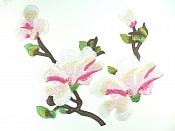 Set of Two Pink Floral Appliques Embroidered Clothing Patch 11" GB873