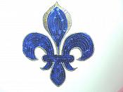 Blue Gold Fleur De Lis Sequin Embroidered Applique 6.5" GB831