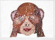 Monkey Peek a Boo Sequin Applique  8.5" GB853