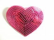 Fuchsia Valentine Heart Sequin Applique 3.25" GB866