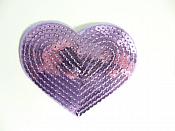 Lavender Valentine Heart Sequin Applique 3.25" GB866