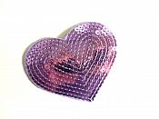 Lavender Valentine Heart Sequin Applique 3.25" GB866