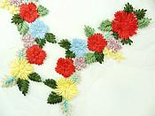 Multi-Color Floral Venise Lace Mirror Pair Appliques 8"  GB867X