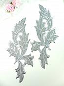 Appliques Silver Metallic Mirror Pair Embroidered Venice Lace 9" GB871X