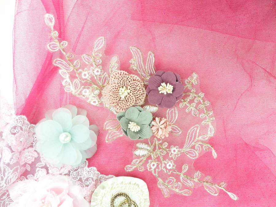3 Dimensional Applique Venice Lace Floral Sewing Clothing Patch 11.25" GB893