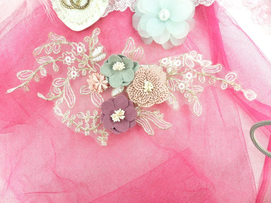 3 Dimensional Applique Venice Lace Floral Sewing Clothing Patch 11.25" GB893