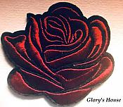 Rose Embroidered Applique Deep Burgundy Wine Iron on Patch GB921