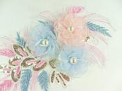 3 Dimensional Applique Sequin Pearl Venice Lace Floral Sewing Clothing Patch 13" GB930