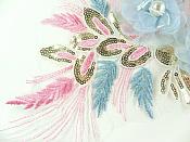 3 Dimensional Applique Sequin Pearl Venice Lace Floral Sewing Clothing Patch 13" GB930