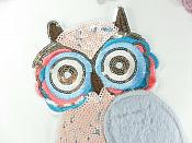 Owl Applique Sequin Multi-Color Iron on Patch for Clothing or Crafts 10.5" GB935