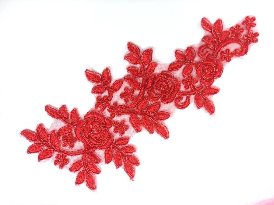 Floral Venise Lace Applique Red Venice Flower