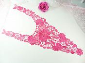 Bodice Applique Embroidered Lace Shiny Fuchsia Thread 21 inches GB970