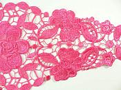 Bodice Applique Embroidered Lace Shiny Fuchsia Thread 21 inches GB970
