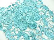 Bodice Applique Embroidered Lace Shiny Teal Thread 21 inches GB970