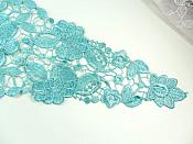 Bodice Applique Embroidered Lace Shiny Teal Thread 21 inches GB970