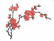 Red Applique Floral Branch Vine Iron On Embroidered Patch 7 inches GB973