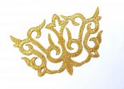 Applique Embroidered Shiny Metallic Gold Thread 4 inches GB981