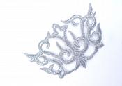 Applique Embroidered Shiny Metallic Silver Thread 4 inches GB981