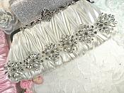 Rhinestone Floral Applique Glass Stone Applique 10.5" (GB527)