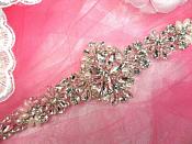 HC16 Applique Bridal Sash Motif Crystal Rhinestone w/ Pearls 11"