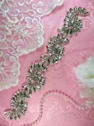 HC24 Rhinestone Applique Silver Crystal Bridal Motif 11"
