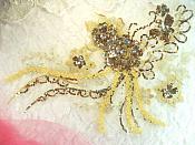 Embroidered 3D Applique Bronze Gold Floral Sequin Patch Rhinestone Accented 14" (DH75)