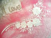 Embroidered 3D Applique White Floral Sequin Patch 16" (DH74)