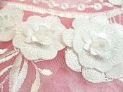 Embroidered 3D Applique White Floral Sequin Patch 16" (DH74)