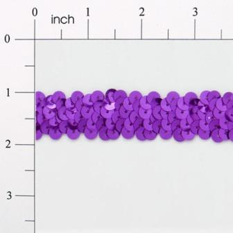 E4412  Purple Sequin Stretch 2 Row Sewing Trim 1"