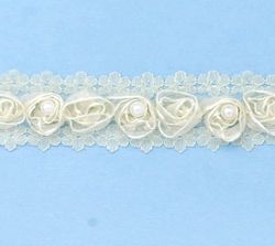 E4444  Ivory Pearl Lace Wedding Bridal Sewing Trim 1"