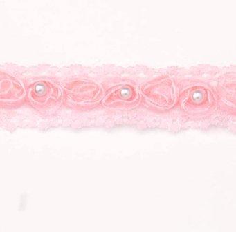 E4444  Pink Pearl Lace Wedding Bridal Sewing Trim 1"