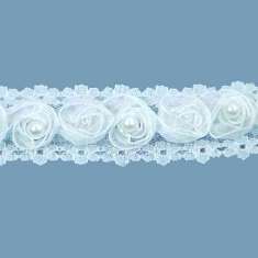 E4444  White Pearl Lace Wedding Bridal Sewing Trim 1"