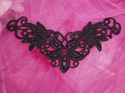 F23  Black Yoke Collar Venise Lace Applique 5.5"