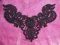 F22 Black Yoke Collar Venise Lace Applique 6"