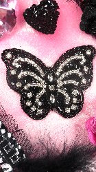 JB100 Black Beaded Crystal Rhinestone Butterfly Applique 4.5"