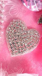 JB101 Crystal Rhinestone Heart Beaded Applique w/ Silver Beads 2"