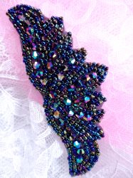 JB107 Peacock Beaded Designer  Applique Motif 4"