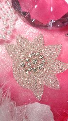 JB110 Crystal Rhinestone Applique Silver Beaded Floral 3"