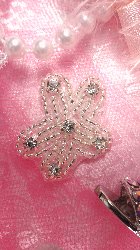 JB111 Crystal Rhinestone Applique Silver Beaded Star 1.25"