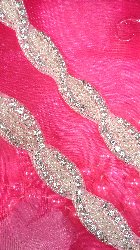 JB113 ( 35" )Braided Silver Beaded Crystal Rhinestone Trim 7/8"