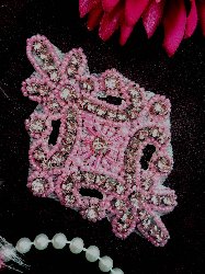 JB115 Applique Mauve Pink Rhinestone Light Pink Beaded 4"